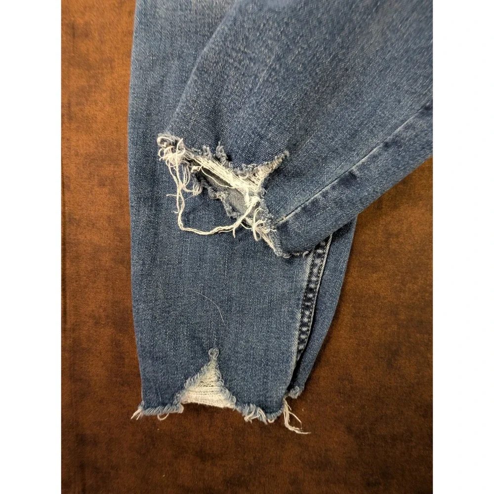 M Jeans by Maurices High Rise Super Skinny Ankle Button Fly Frayed Hem Blue 31